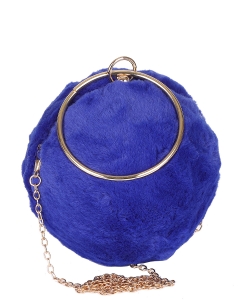 Fur Ball Shape Clutch Crossbody Bag 6718 ROYAL BLUE
